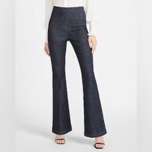 Express Flare Super High Rise Denim Jeans 70's Women's 10 R Dark Blue Classic